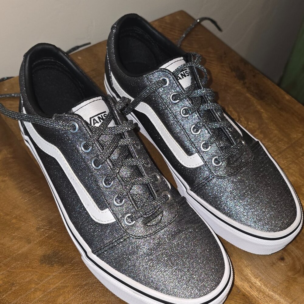 VANS Silver Lurex Glitter Old Skool Skate Shoe - Picture 13 of 16